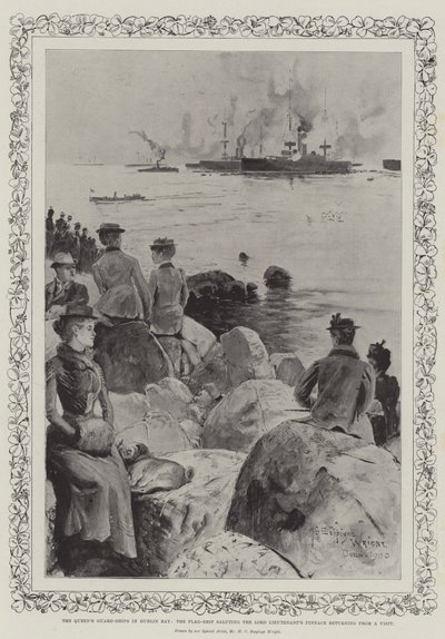 ダブリン湾のクイーンズガードシップ、フラッグシップ、中尉を称えるフラッグシップ 作： Henry Charles Seppings Wright
